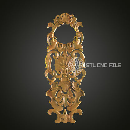 Elegant Baroque Handle Design - CNC Router STL Model, Ornate Door Handle, Artcam Aspire Files