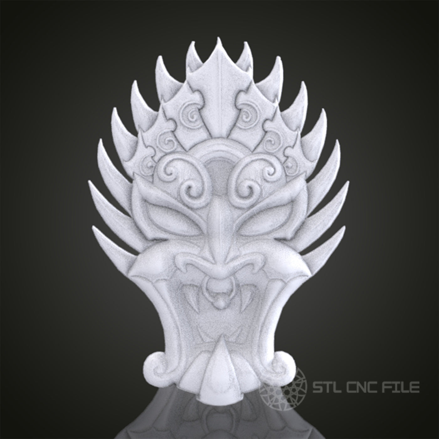 Intricate 3D Skull STL Model for CNC Router Engraver, Artcam, Aspire, Wood Art Wall Decor, Compatible with 3D Printer