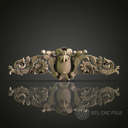 Ornate Floral Pediment for CNC and 3D Printing - STL File