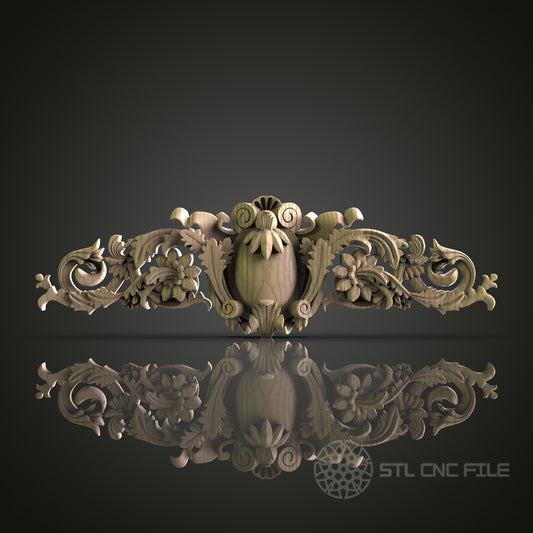 Ornate Floral Pediment for CNC and 3D Printing - STL File