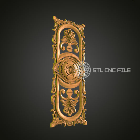 Baroque Style Architectural Panel STL File for CNC Router - Detailed Wood Carving for Luxurious Home Decor