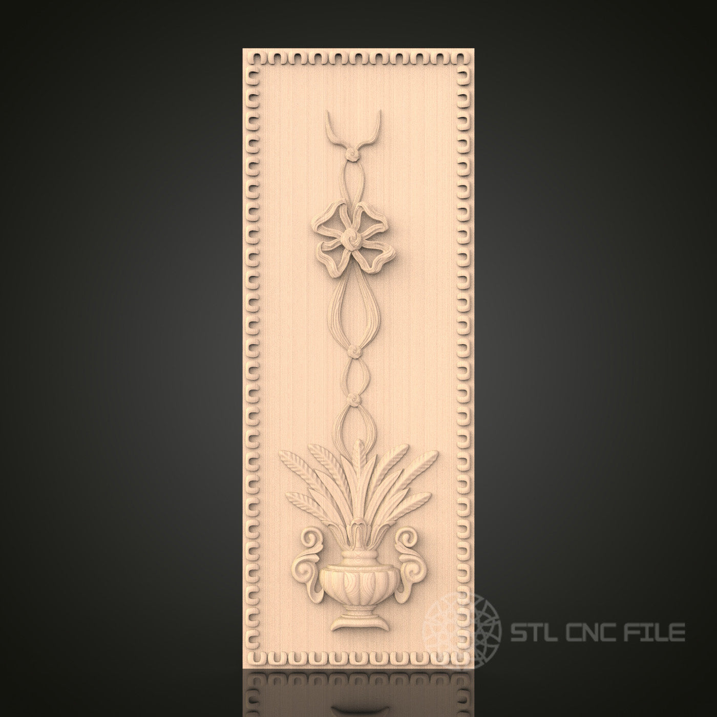 Classical Frieze 3D Model STL File, Floral and Fauna Column Design for CNC Router – Compatible with Artcam, Aspire